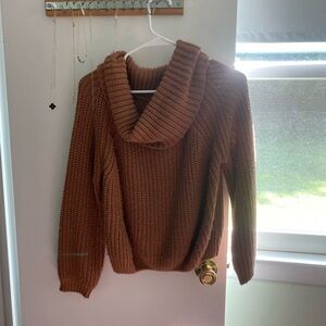 Charlotte Russe Warm Brown Cowl Neck Sweater
